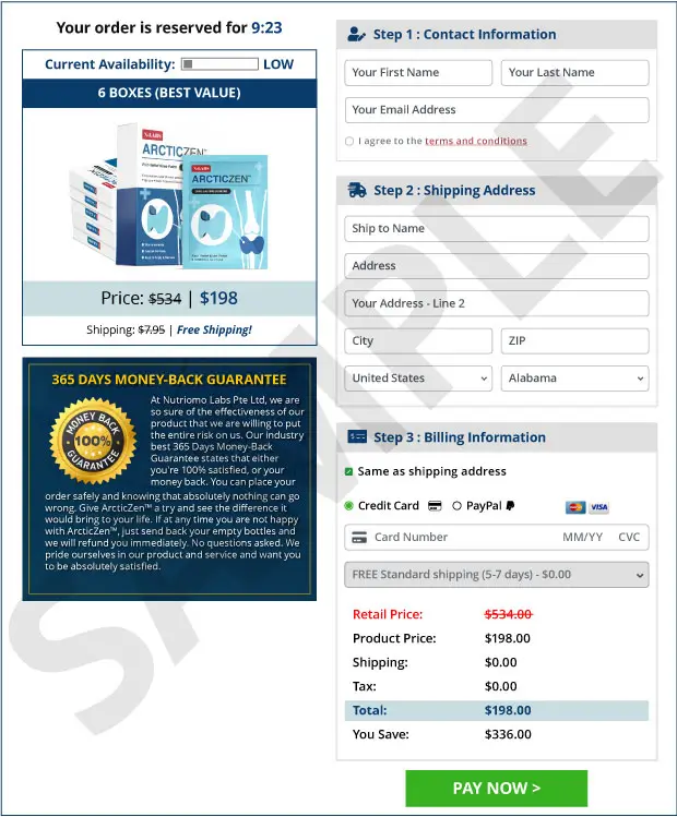 ArcticZen Official Secure Order Checkout Page